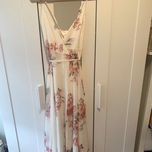 Lulus Floral Print Chiffon Wrap Maxi Dress